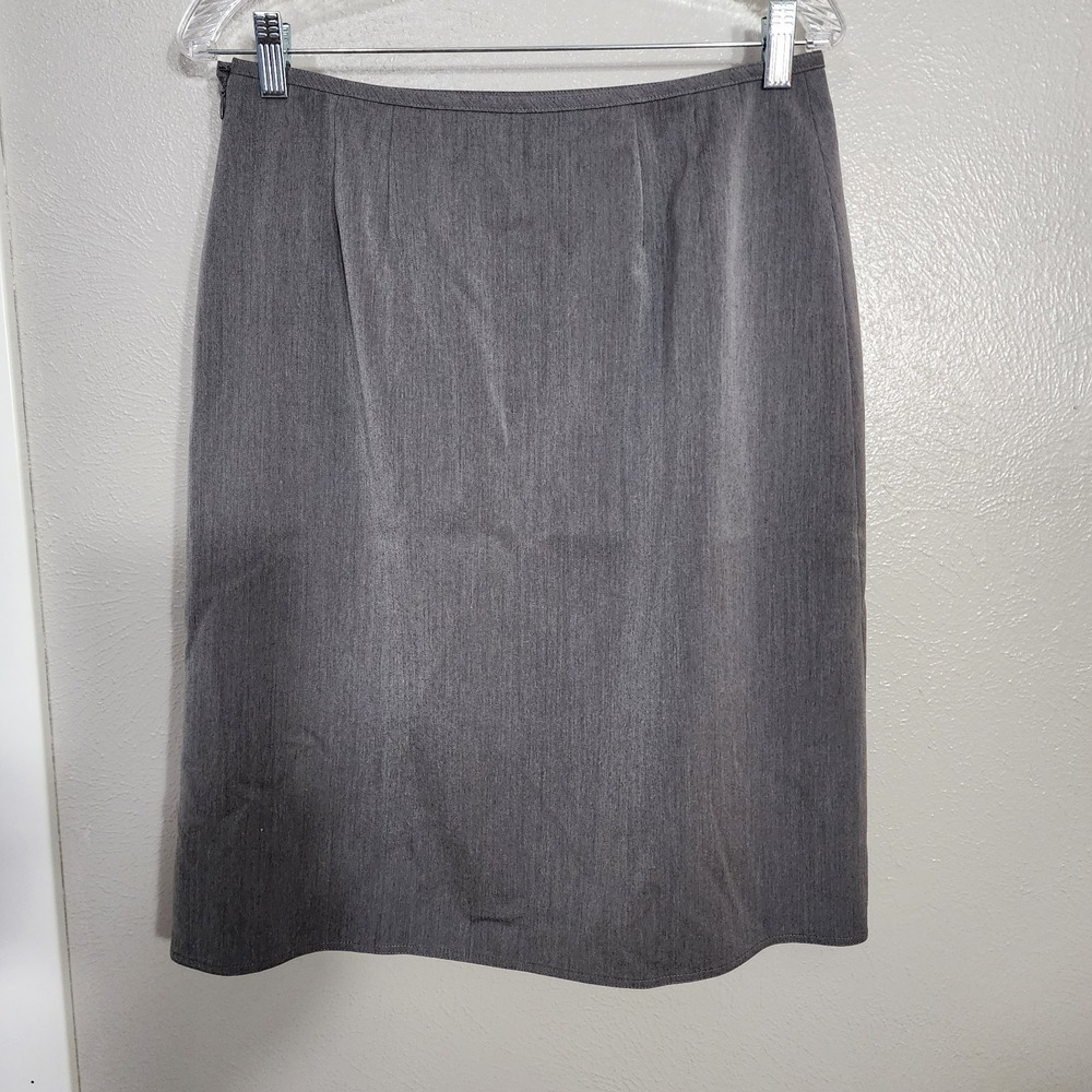 Anne Kline  Pencil‎ Skirt Women's Size 10 Gray Classic Business Casual Side Zip - Picture 2 of 9